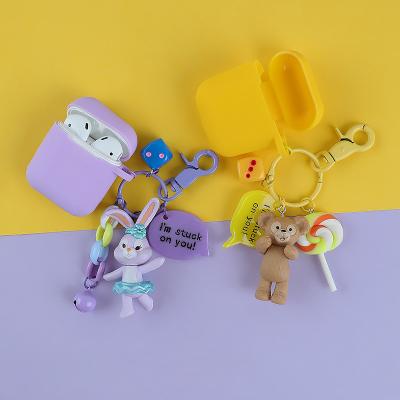 China For Earbuds Tamiflu Rabbit Bear 3D Cartoon Cover For Apple Airpods Case With Key Chain for sale