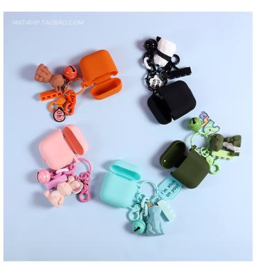 China For Dinosaur Panda Rabbit Soft Silicone Earbuds Cover For Apple Airpods Case With Key Chain for sale