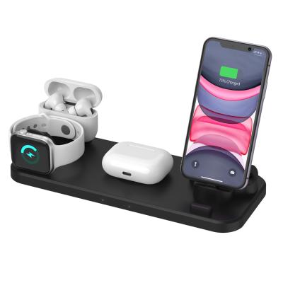 China 360 Degree Rotating Fast Fast Wireless Dock For iPhone iWatch For Airpods Pro 6 IN 1 Wireless Charger Stand for sale