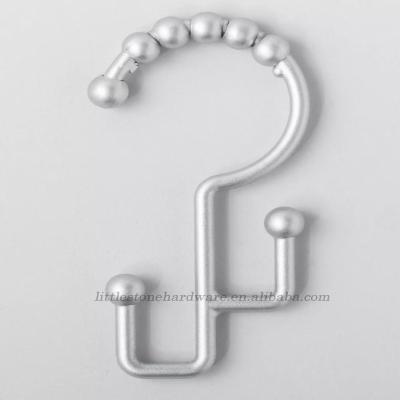 China Sustainable Bathroom Shower Curtain Accessories Aluminum Hooks Double for sale