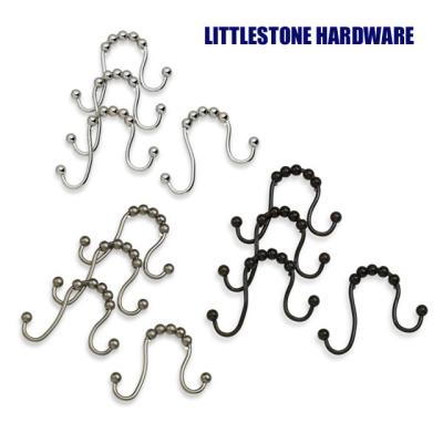 China Viable Popular Metal Rustproof Shower Curtain Rod Accessories Rings Hooks for sale