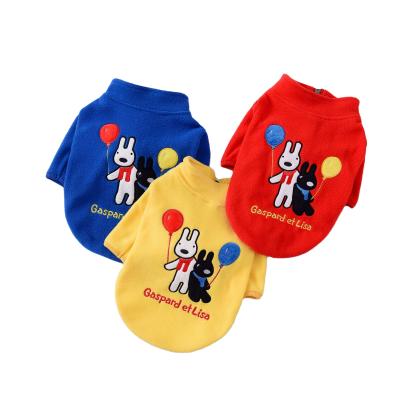 China Cute Pet Stocked Clothes Casual Cartoon Pet Apparel Summer Shirt Vests T-shirt Puppies Clothes For Small Pets for sale