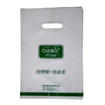 China Recyclable Custom Printed Logo Design Ldpe /Hdpe Handle Plastic Bag Die Cut Shopping Bag For Clothing for sale