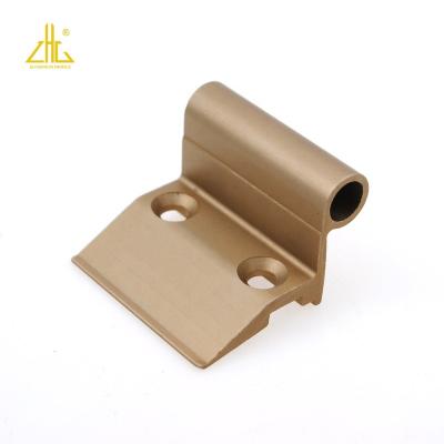 China Industial Anodized Matt Gold Hinge Alloy CNC Aluminum Extrusion Profile For Doors And Windows With Drilling Punch Tapping Bending for sale