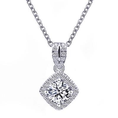 China Hot Selling Classic Simple Fashionable Luxury Diamond Moissanite Diamond Necklace Sparkle White Gold Girls Party Jewelry Accessories for sale