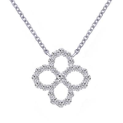 China Up-to-date design fashion white gold glitter simple single leaf clover diamond necklace four pendant girls party jewelry accessories for sale