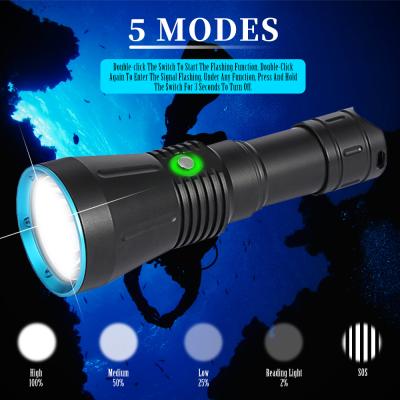 China Hot Scuba Diving Scuba Flashlight 50M Waterproof Diving Torch Light P70 LED Power Supply Hiswim 2020 Backup 18650 26650 for sale