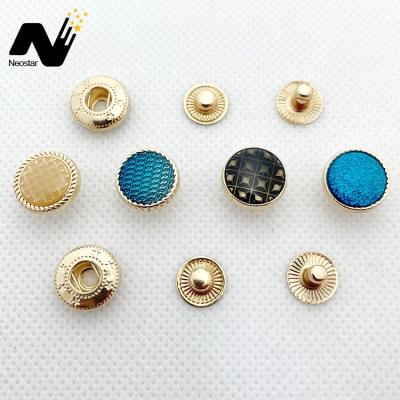 China Washable Antioxidant Style Logo Brand Stamping Gold Metal Custom Snap Button for Shirt/Coat for sale