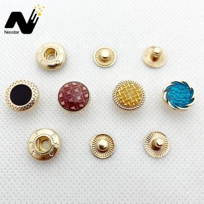 China Custom Antioxidant Colorful Brand Logo Snap Button For Shirt Decoration Washable Metal Button for sale