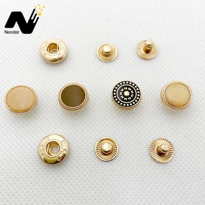 China Washable Washable Button Customized Brand Logo Gold Plating Stamped Metal Snap Button For Cloth / Thobe for sale