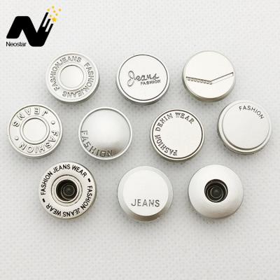 China Washable Fast Delivery Promise Logo Engraved Remove Metal Jeans Lead Free Rivet Buttons For Clothing for sale