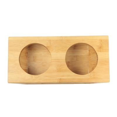 China Hot Selling Pet Cat Dog Feed Pet Rack Small Animals Large Bowl Double Bowl Waist Holder Bamboo for sale