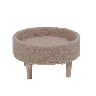 China Wholesale Travel Around Modeling Lambswool Wooden Legs Cat Nest Small Pet Sofa Bed for sale