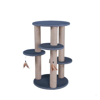 China Manufacturer Viable Wholesale Customized Cat Sisal Scratching Condo Cat Tree With Interactive Toys for sale