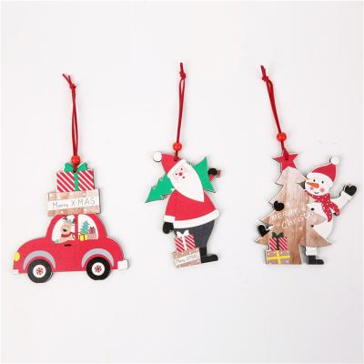 China Diy Christmas Craft Cute Creative Tree Pendant Decorative Ornament Wooden Hanging Pendants For Home Party New Year for sale