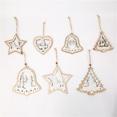 China Cute Christmas Holiday Pendant Ornaments Christmas Tree Hanging Baubles Wooden Hanging Ornaments for sale