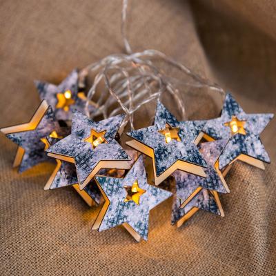 China As Tree Home Outdoor Light Natural Pattern String Picture Decor Star Shaped Wooden Lamp String Lighting for sale