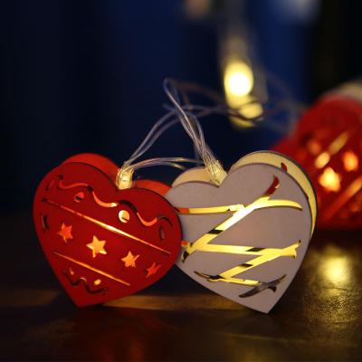 China Christmas Decoration Led Christmas Snowflake Wooden Led Light Love Lighting Led Lights Stage Home Decoration Small String Lights for sale