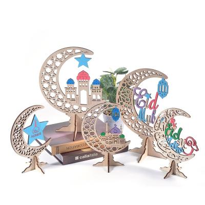 China Ramadan Mubarak Eid Decorations Wooden Table Top Cute Ornaments For Home Party Supplies for sale