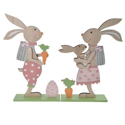 China Customized Cute Wooden Easter Home Party Decor Table Decoration Lovely Rabbit Ornament for sale