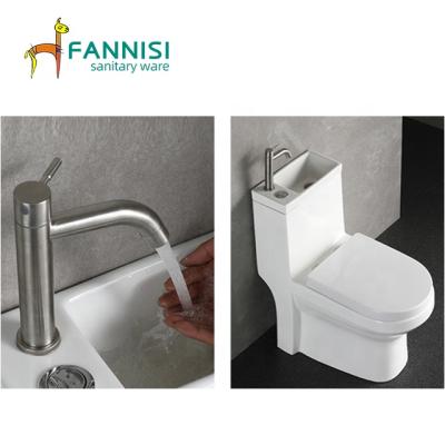 China FANNISI Luxury Double-Flux Iraqi-Kuwait Market Ceramic Sanitary Ware Toilet Bowl Set With Wash Basin Sink On Top for sale