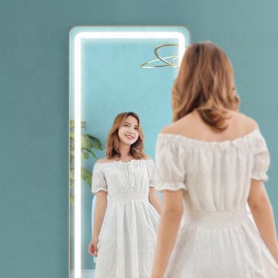 China Barber Shop Beauty Mirror Furniture Bathroom Frame LED Lights Magnifying Decorative Aluminum Mirror for sale