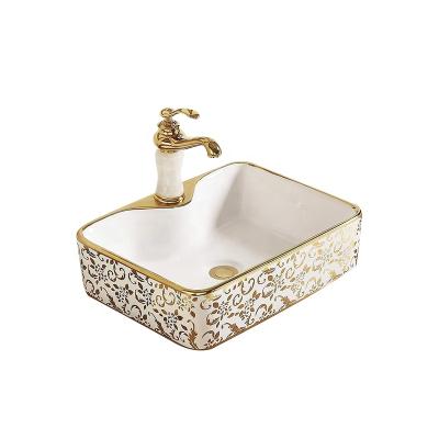 China Modern Luxury Square Basin Basin Basin Gold Sink Countertop For Golden Basin Bathroom Bathroom for sale