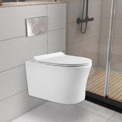 China European Modern Double-Flow Sanitary Ware Ceramic WC Bathroom Wall Mounted Bathroom Wall Hung Toilet Bowl for sale