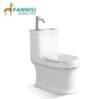 China Double-Flow Design Special Washdown One Piece Toilet With Faucet On Top Hotel Goods #2812 for sale