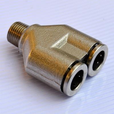 China Brass Multiplexer Quick Fittings Factory Metal Drive In Connect Air Fittings Multiplexer Series Male Y Type Fitting for sale