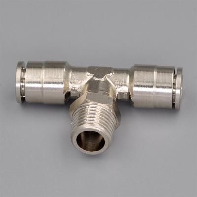 China Factory Union Tee Metal Pneumatic Air Quick Fit Push In Fitting Brass Metal Auto Parts Standard Truck Parts Accessory for sale