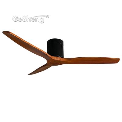 China Air Cooling +Decorating Mounted Air-Solid Wood Ceiling Fan Blade DC Remote Control bldc 60 in Natural Wood 3 Blade Ceilling Fan for sale