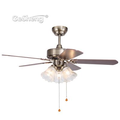 China Air Cooling+LED Lighting+Decorating Vintage American Vintage Chandelier Fan Plywood Blades AC Motor Cele Remote Control Fancy Fan With Light for sale