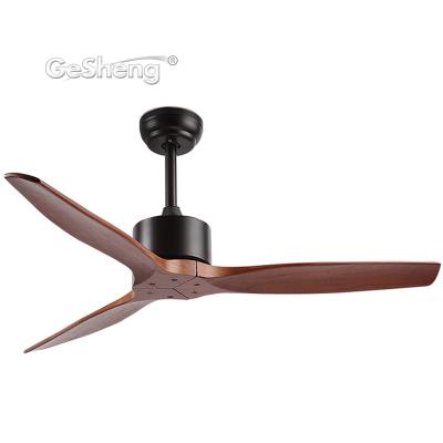 China Modern Simple Air Cooling +Decorating 42 Inch 52 Inch 60 Inch DC Ceiling Fan 3 Blades Solid Wood Cele Remote Control Fan for sale