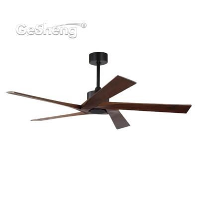 China Hot Selling Home Decoration Wood Celling Fan Remote Control DC Motor Ceiling Fan Wood Finish 5 Blades Fan for sale