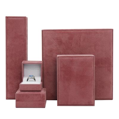 China Handmade Hot Selling Pink Velvet Jewelry Box Packaging Suede Plastic Jewelry Boxes for sale