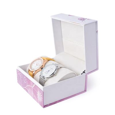 China Luxury Jewelry Package Pink And White Chinese Style Double Cardboard Paper Watches Bracelet Boxes Gift Watch Packaging Box for sale