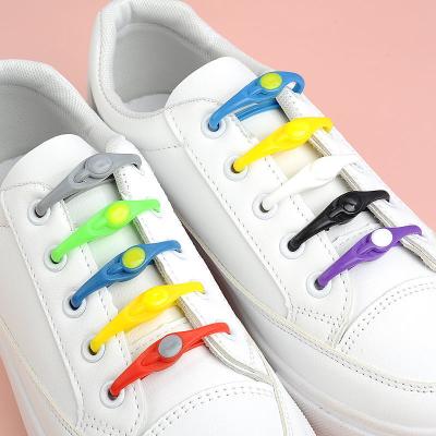 China Hot Sale Fashion Flat Color Silicone No Tie Lazy Elastic Laces for sale