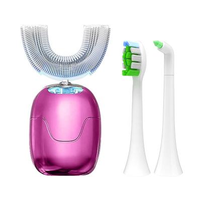 China Professional IPX7 Household Waterproof 360 Degree U Shape Electric Toothbrush Ultrasonic Brush Adult Blue Light Teeth Whitening Kit for sale