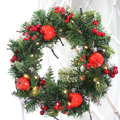 China Wholesale Artificial Festival Decoration Berry Wreath PVC Ornaments Large Christmas Tree Decorations Sign Front Entrance Christmas Wreath Decor With Lights for sale