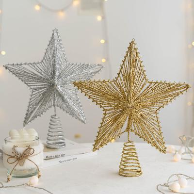 China As Pictuers Factory Customized 3D Snowflake Star Silver Christmas Tree Topper Projector Christmas Tree Decoration for sale