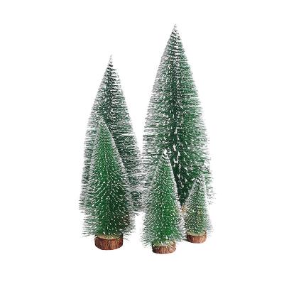 China Mini Christmas Desktop Decoration Trees Brush Bottle Small Pine Trees Plastic Christmas Decoration for sale