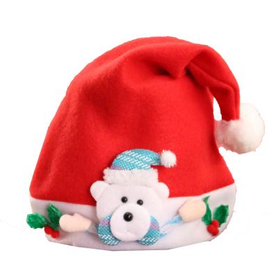 China 2022 Winter Adult Baby First Santa Claus Red Wine Sublimation Pudding Pet Headwear Led Bulk Merry Christmas Light Hat for sale