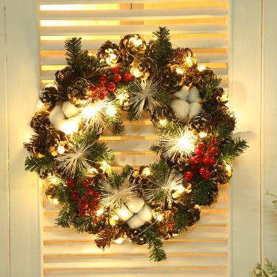 China 2022 Festival Prelit Advent Christmas Wreath Decoration Garland Giant LED Artificial Light for Door Frame Wall Window for sale