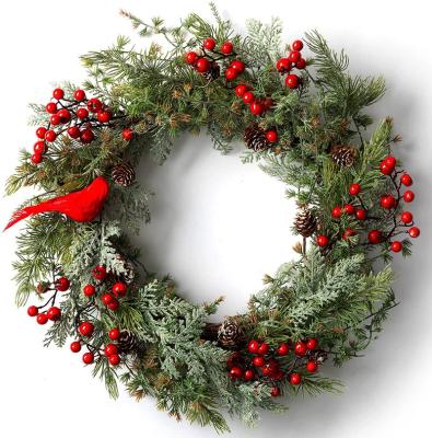 China Mini Christmas festival decoration plants flower berry garlands wreath artificial natural Christmas pinecone garland materials for sale