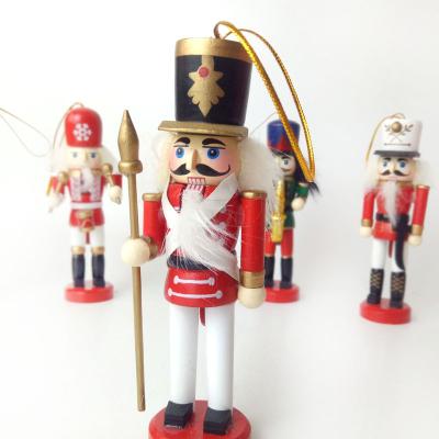 China Chirstmas Decor Wooden Christmas Decorations Nutcracker 12CM Charm Christmas Table Decorative Pendant Decoration for sale