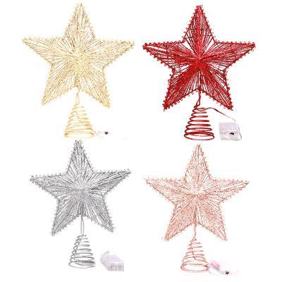 China Chirstmas Decor Factory Direct Sale Christmas Tree Glitter Christmas Decoration Top Spangled Christmas Tree Star Ornaments for sale