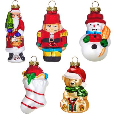 China Chirstmas Decor Custom Designs Hand Blown Glass Handwork Sculpture Figurine Decorations Hanging Christmas Tree Ornament for sale