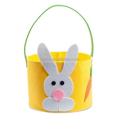 China Wholesale Creative Happy Cup Easter Bunny Basket Sublimation With Handle Easter Decoration Cotton Buckets Gift Bag Festival Decoration 2022 New for sale