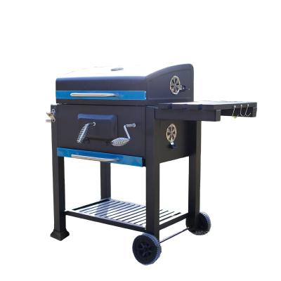 China Easily Assembled Outdoor Kitchen Heavy Duty Square With Roller Adjustable Temperature Smoked Grill Oven Charcoal BBQ Grills for sale